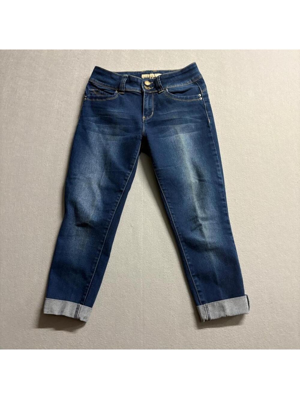 YMI Dark Blue Rolled Cuff Stretch Jeans
